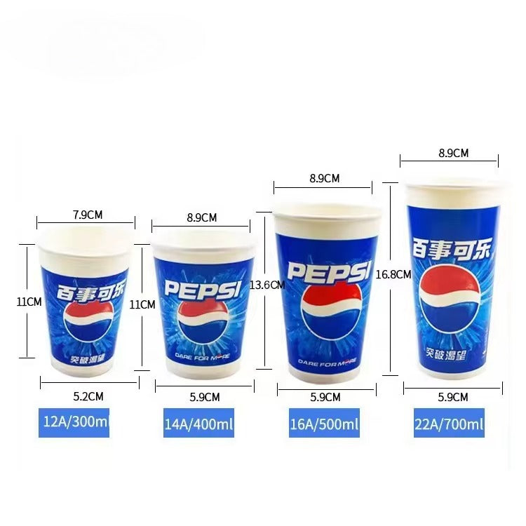 8oz 12oz 16oz Double PE Coating Compostable Soda Espresso Paper Cup Takeout Paper Cups With Transparent Lid