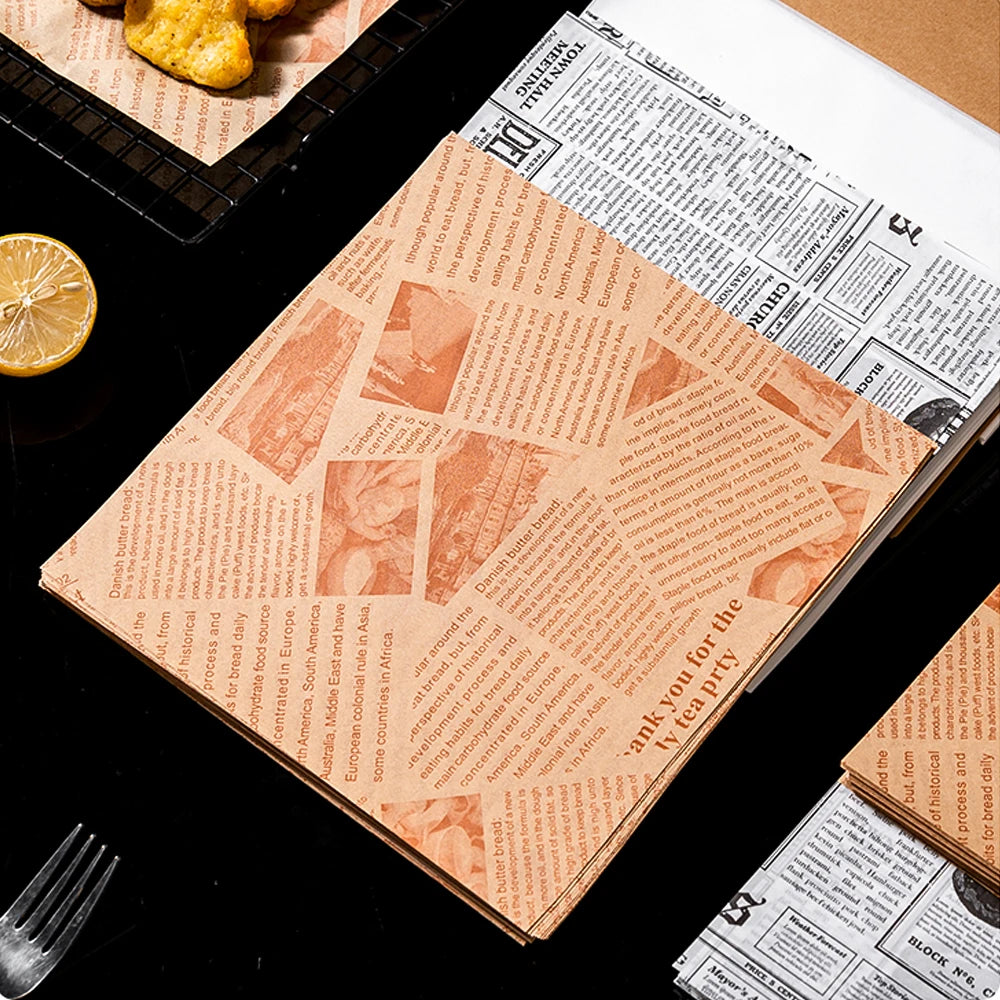 Greaseproof Custom Hamburger Paper-Food Safe Eco-Friendly PE Coated Sandwich Wrapper Custom Print Design for Pizza Cake Takeaway