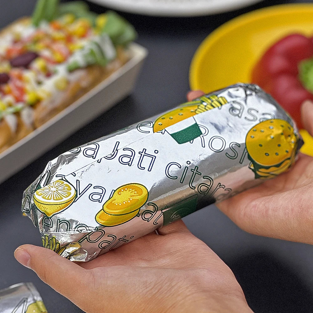 Custom Fast Food Aluminium Foil Greaseproof Burger Wrapping Paper Takeaway Packaging Paper Barbecue Fried Chicken Hot Dog