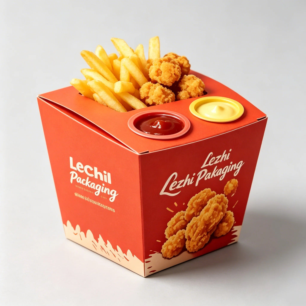 Disposable Food Package With Sauce Box Luxury Paper Fast Food Fried Chicken Burger French Fries Packaging Box