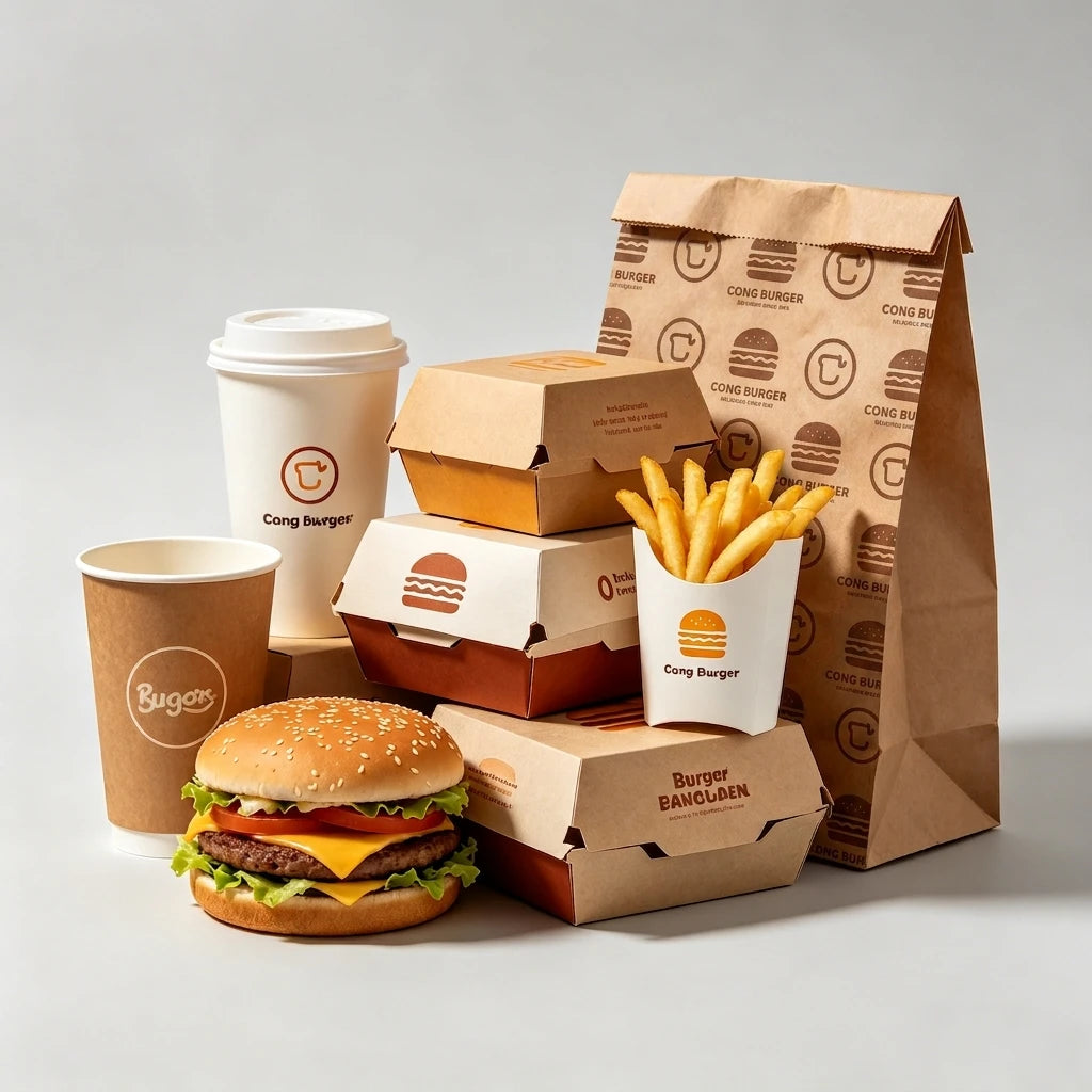 Disposable Takeaway French Fries Paper Box Food Packaging Custom Chicken Wing Burger Boxes Take Out Fast Food Box Container