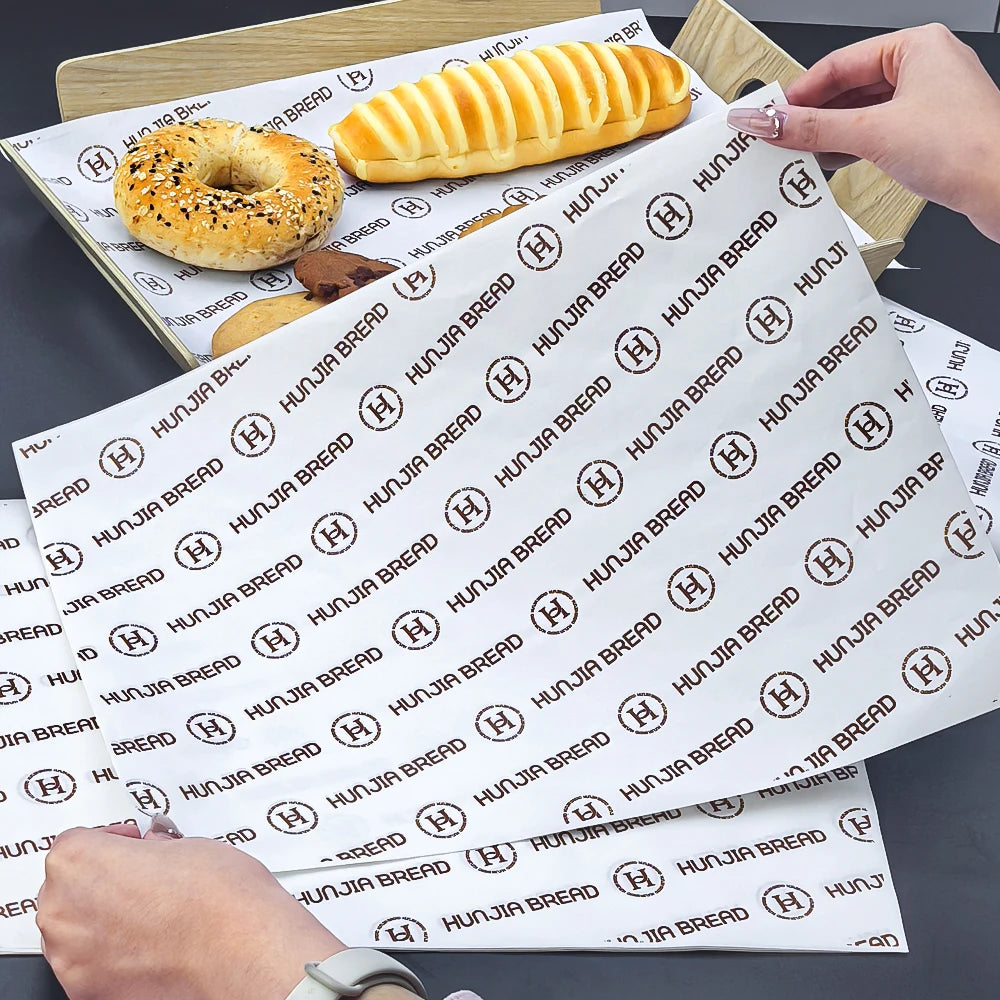 Custom Printed GreaseProof Wax Sandwich Burger Greaseproof Wrapping Paper Burrito Package With Logos Bread Paper Tray for Food