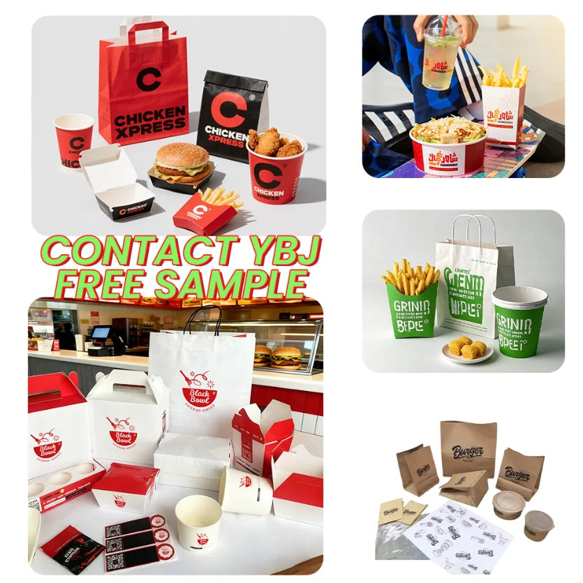 Custom Logo Printed Gable Top Box | Korean Fried Chicken & Burger Takeout Carrier with Handle