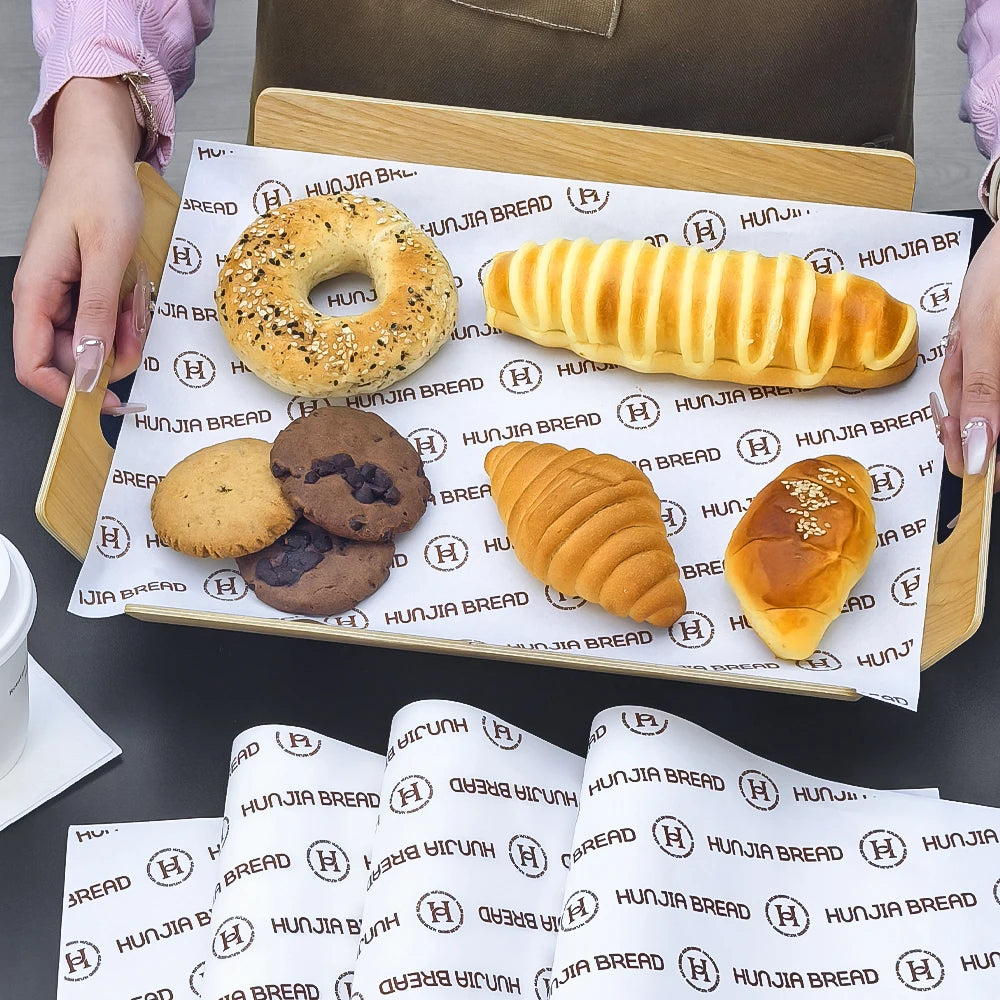Custom Printed GreaseProof Wax Sandwich Burger Greaseproof Wrapping Paper Burrito Package With Logos Bread Paper Tray for Food