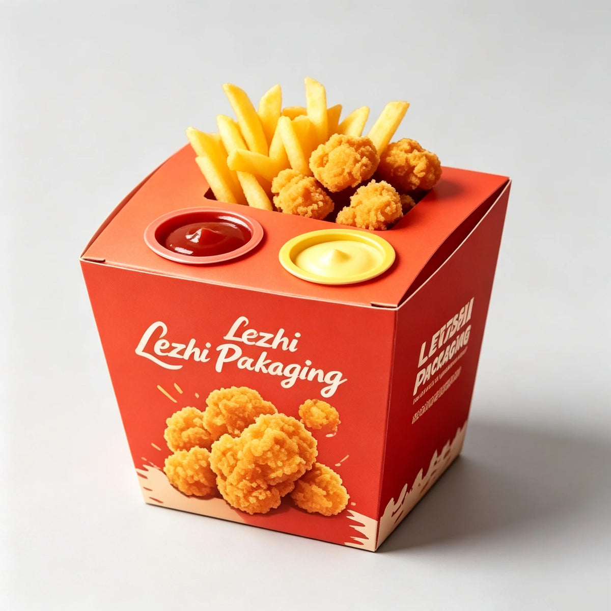 Disposable Food Package With Sauce Box Luxury Paper Fast Food Fried Chicken Burger French Fries Packaging Box