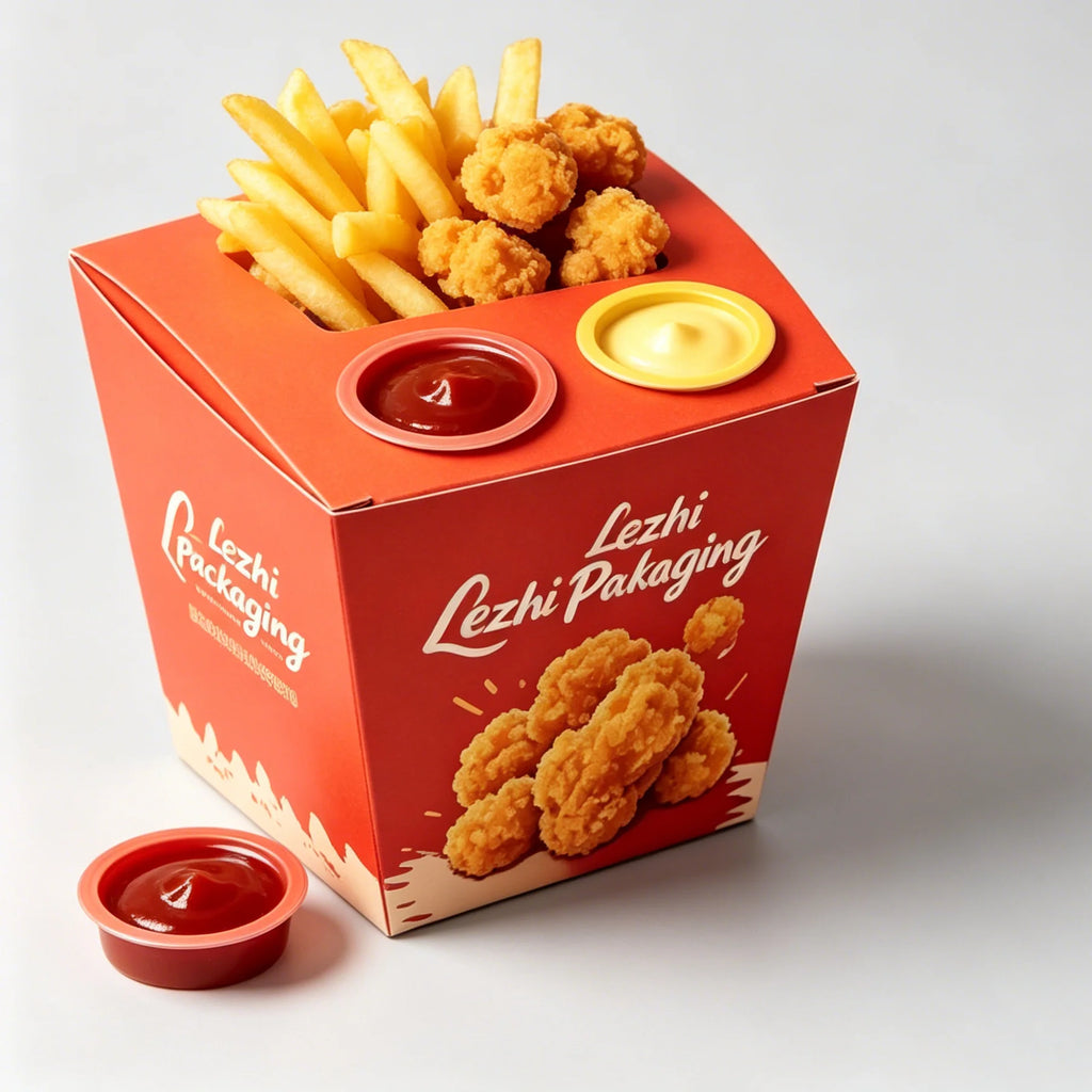 Disposable Food Package With Sauce Box Luxury Paper Fast Food Fried Chicken Burger French Fries Packaging Box