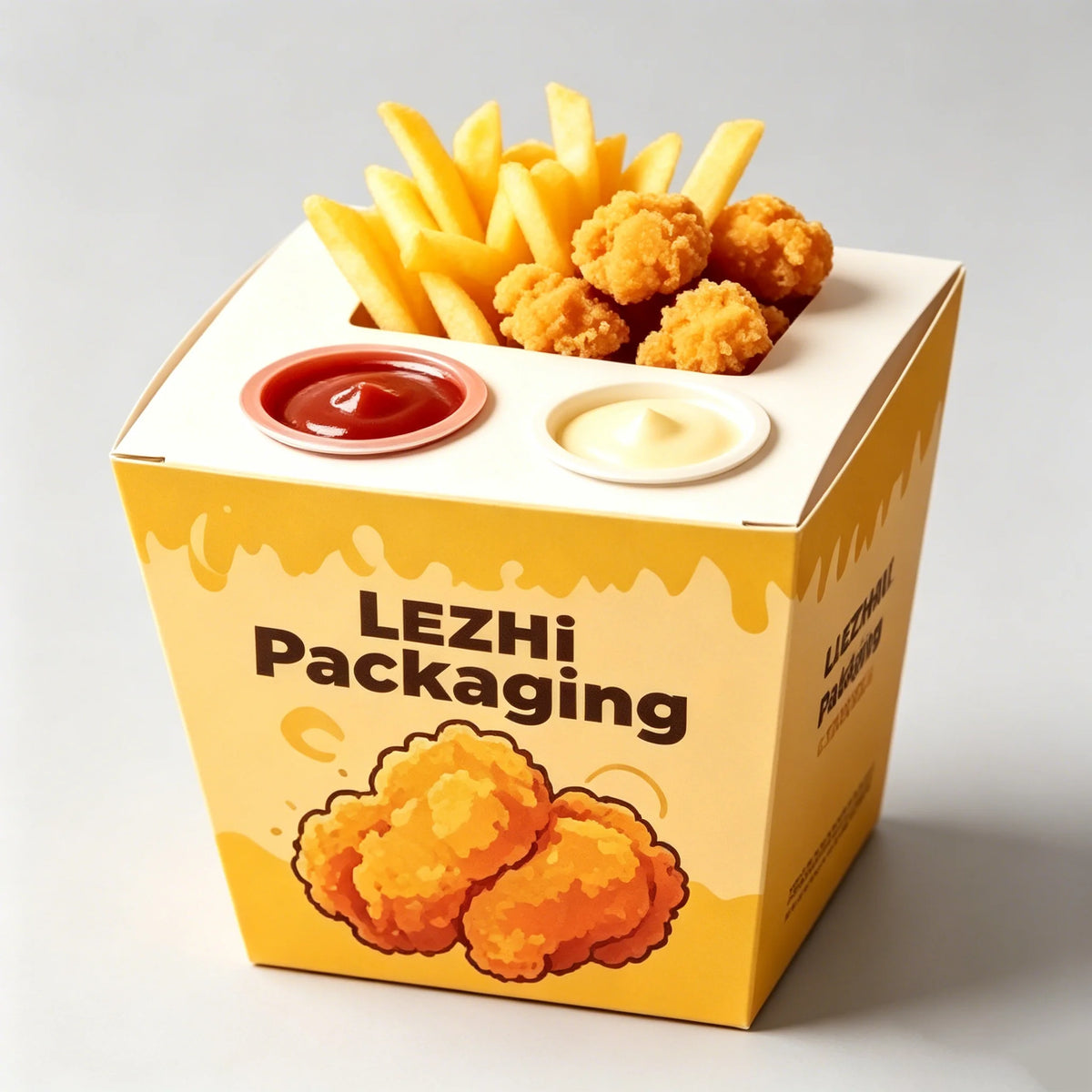 Disposable Food Package With Sauce Box Luxury Paper Fast Food Fried Chicken Burger French Fries Packaging Box