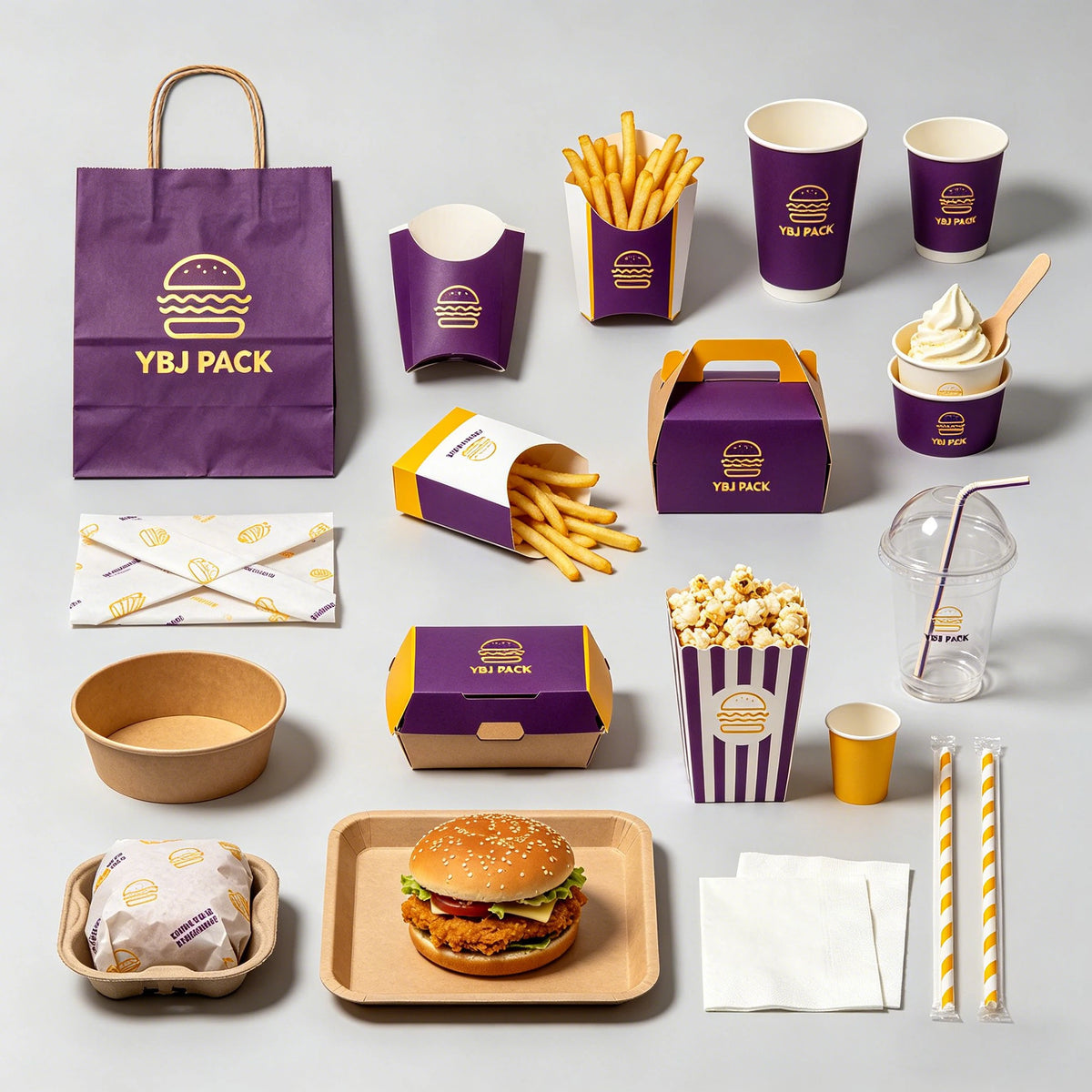 Custom Eco Takeout Slider Mini Smash Burger Compartment Box with Dip Cup Fried Chicken Wrap French Fries Fast Food Packaging