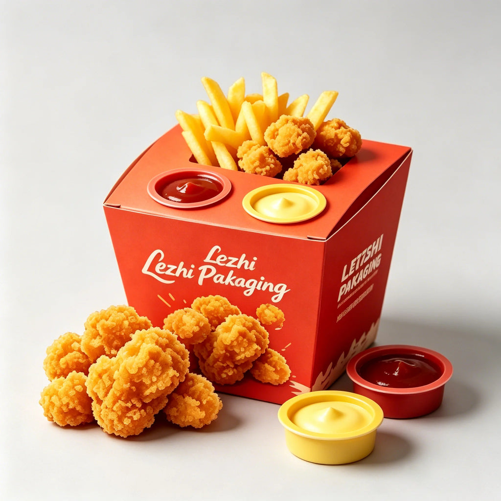 Disposable Food Package With Sauce Box Luxury Paper Fast Food Fried Chicken Burger French Fries Packaging Box