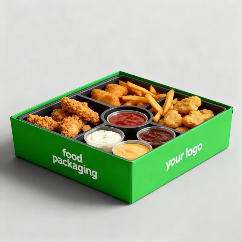 Custom Logo French Fries Disposable Box Take Away Food Paper Tray Kraft Paper Snack Fried Chicken Salad Tray