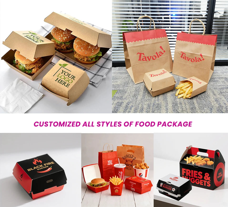 Custom Eco Takeout Slider Mini Smash Burger Compartment Box with Dip Cup Fried Chicken Wrap French Fries Fast Food Packaging