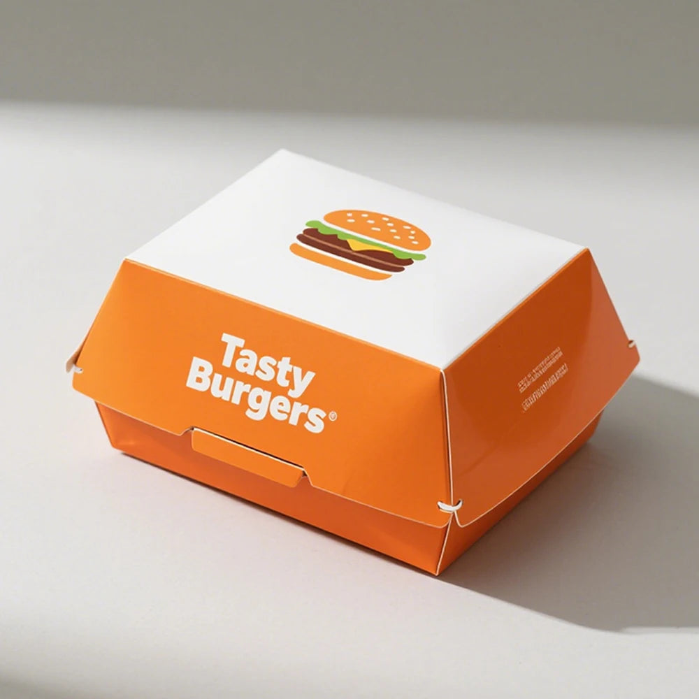 Custom Kraft Paper Burger Meal Box with 3 Compartments and Integrated Sauce Cup for Smash Burger, Wraps, and Fries To Go