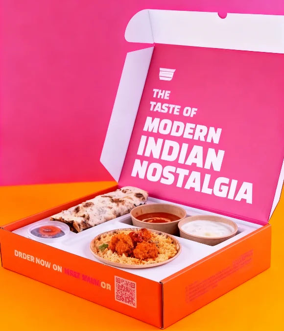 Custom Takeaway Halal Shawarma Packaging Chicken Fries Mandi Biryani Rice Box with Divider Disposable Paper Food Container