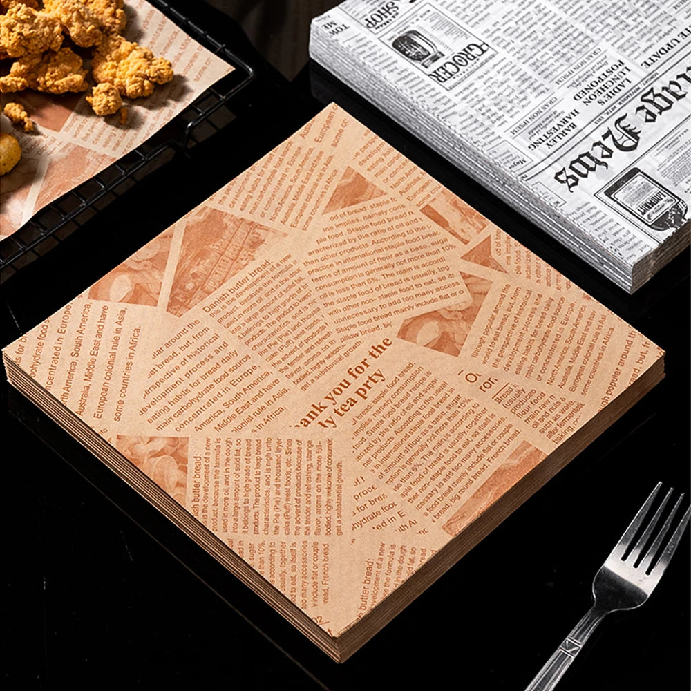 Greaseproof Custom Hamburger Paper-Food Safe Eco-Friendly PE Coated Sandwich Wrapper Custom Print Design for Pizza Cake Takeaway