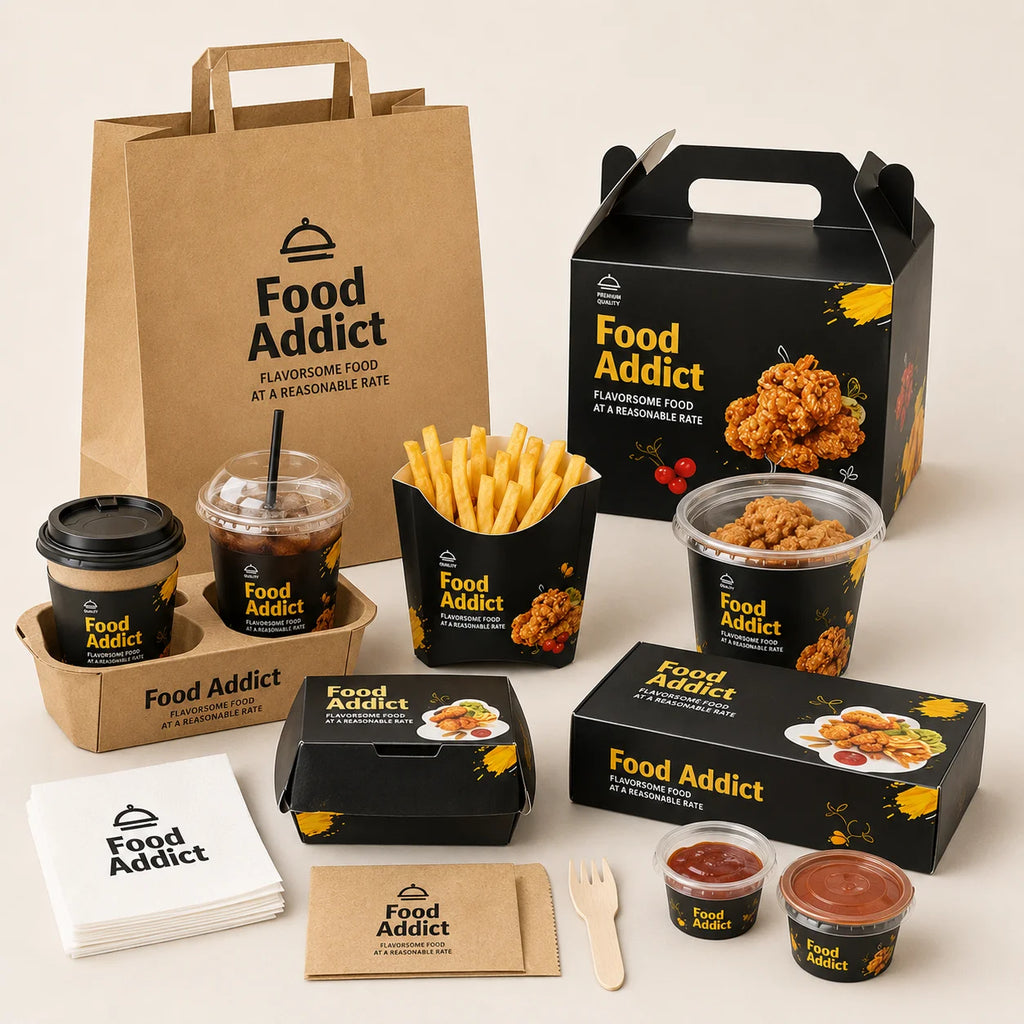 Custom Printed Logo Kraft Paper Box to go Takeaway french Fries Chicken Burger takeout Container Disposable Fast Food Packaging
