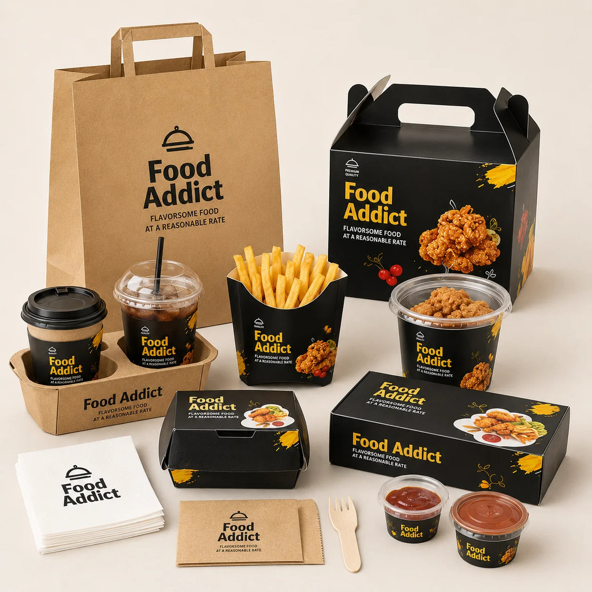 Custom Printed Logo Kraft Paper Box to go Takeaway french Fries Chicken Burger takeout Container Disposable Fast Food Packaging