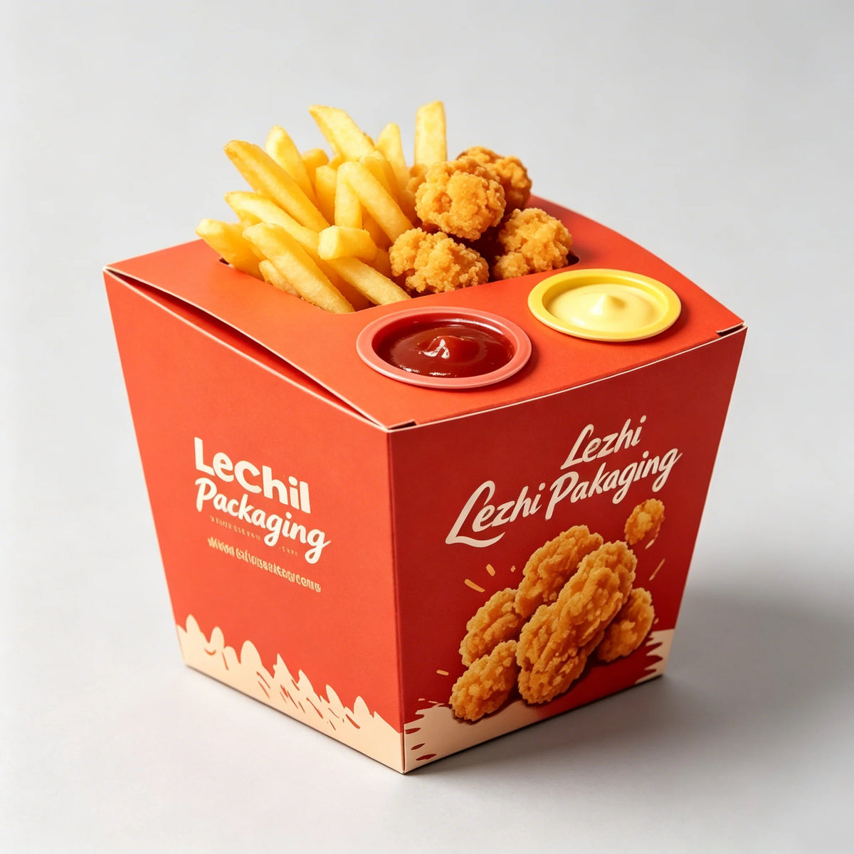 Disposable Food Package With Sauce Box Luxury Paper Fast Food Fried Chicken Burger French Fries Packaging Box