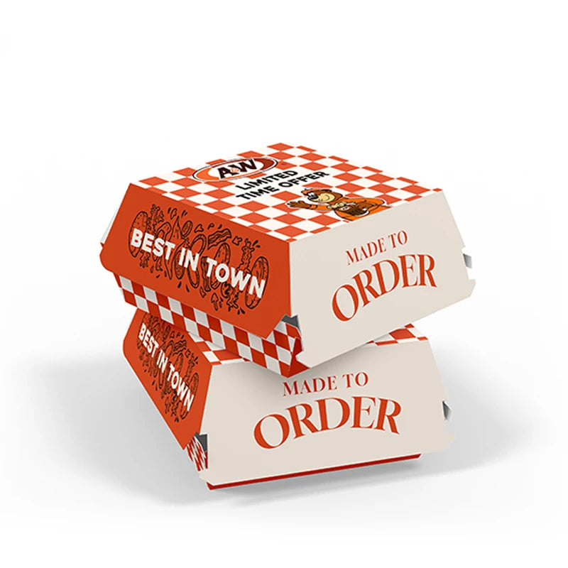 Custom Kraft Paper Burger Meal Box with 3 Compartments and Integrated Sauce Cup for Smash Burger, Wraps, and Fries To Go
