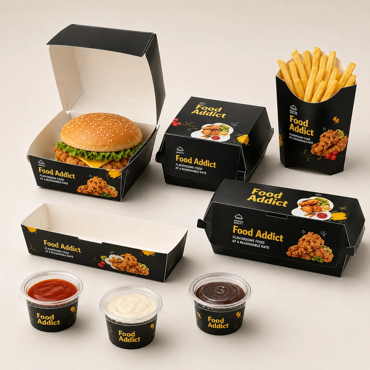 Custom Printed Logo Kraft Paper Box to go Takeaway french Fries Chicken Burger takeout Container Disposable Fast Food Packaging