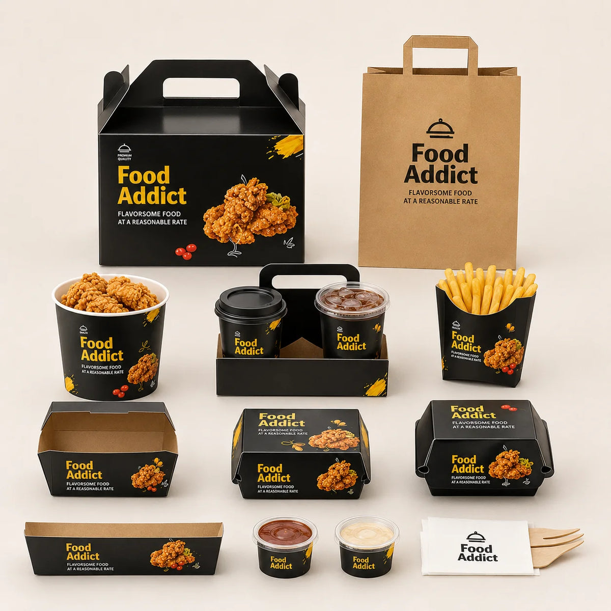 Custom Printed Logo Kraft Paper Box to go Takeaway french Fries Chicken Burger takeout Container Disposable Fast Food Packaging