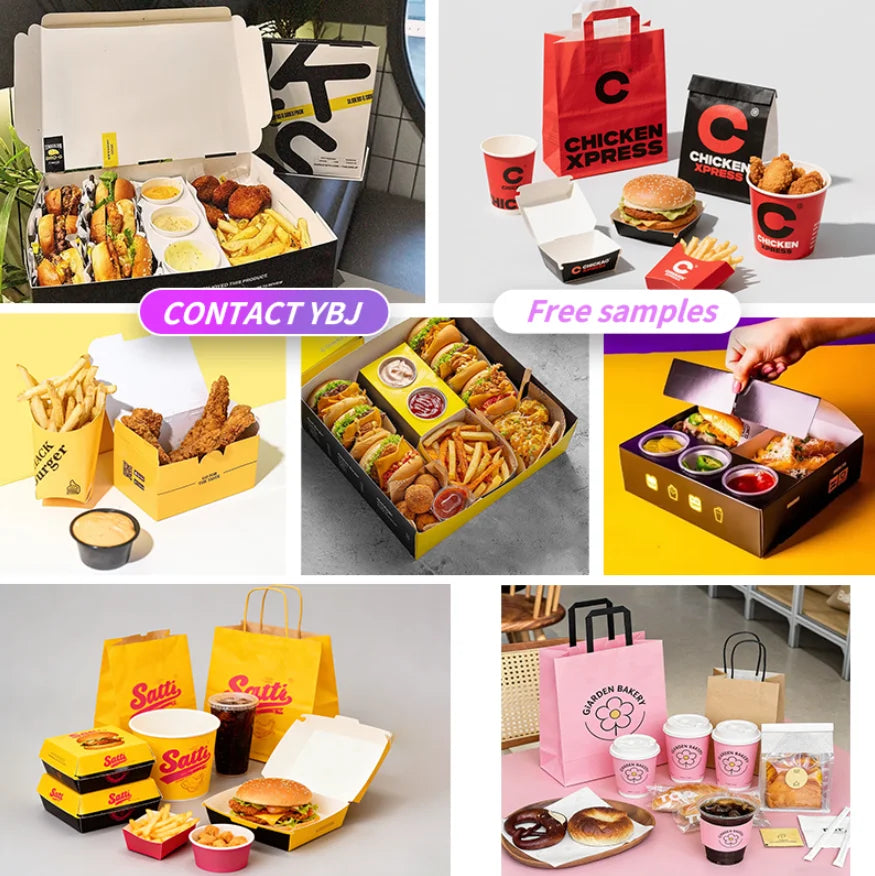 Custom Takeaway Halal Shawarma Packaging Chicken Fries Mandi Biryani Rice Box with Divider Disposable Paper Food Container
