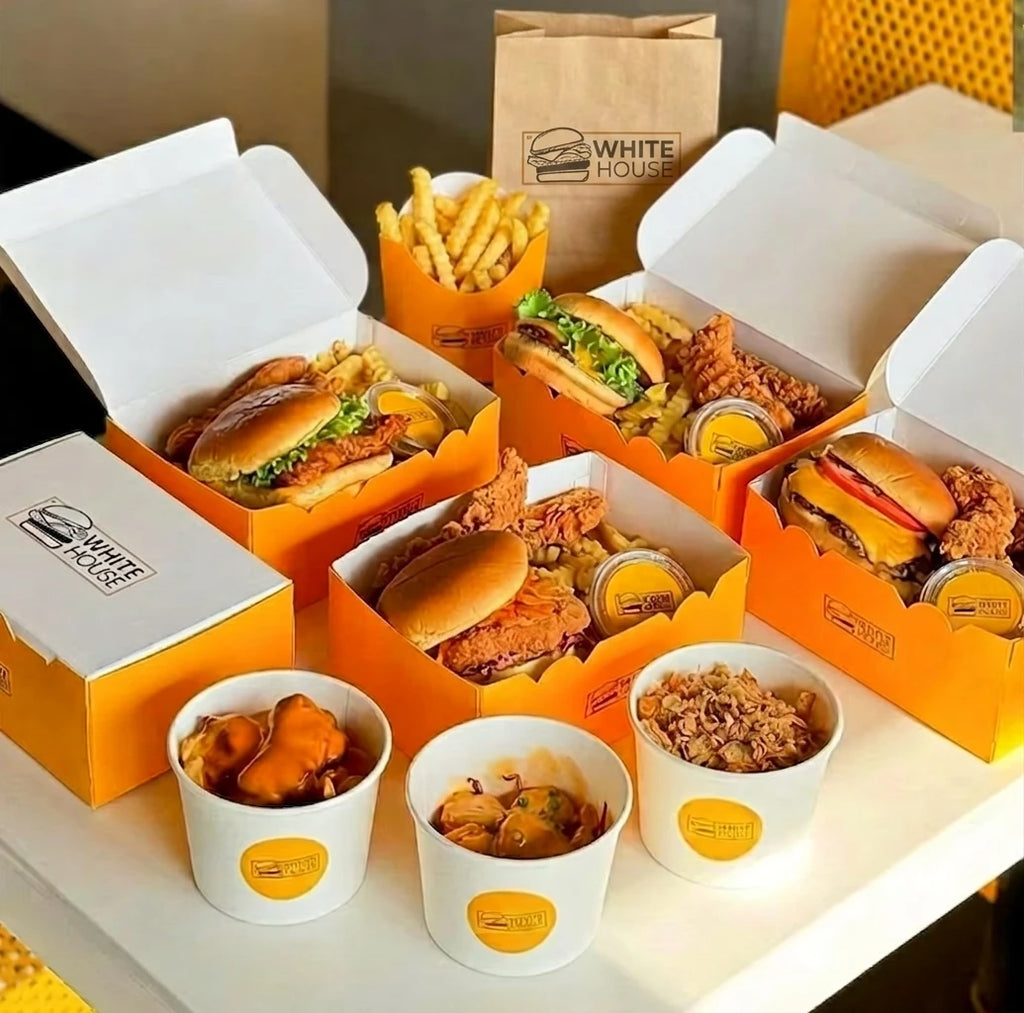 Disposable Takeaway French Fries Paper Box Food Packaging Custom Chicken Wing Burger Boxes Take Out Fast Food Box Container