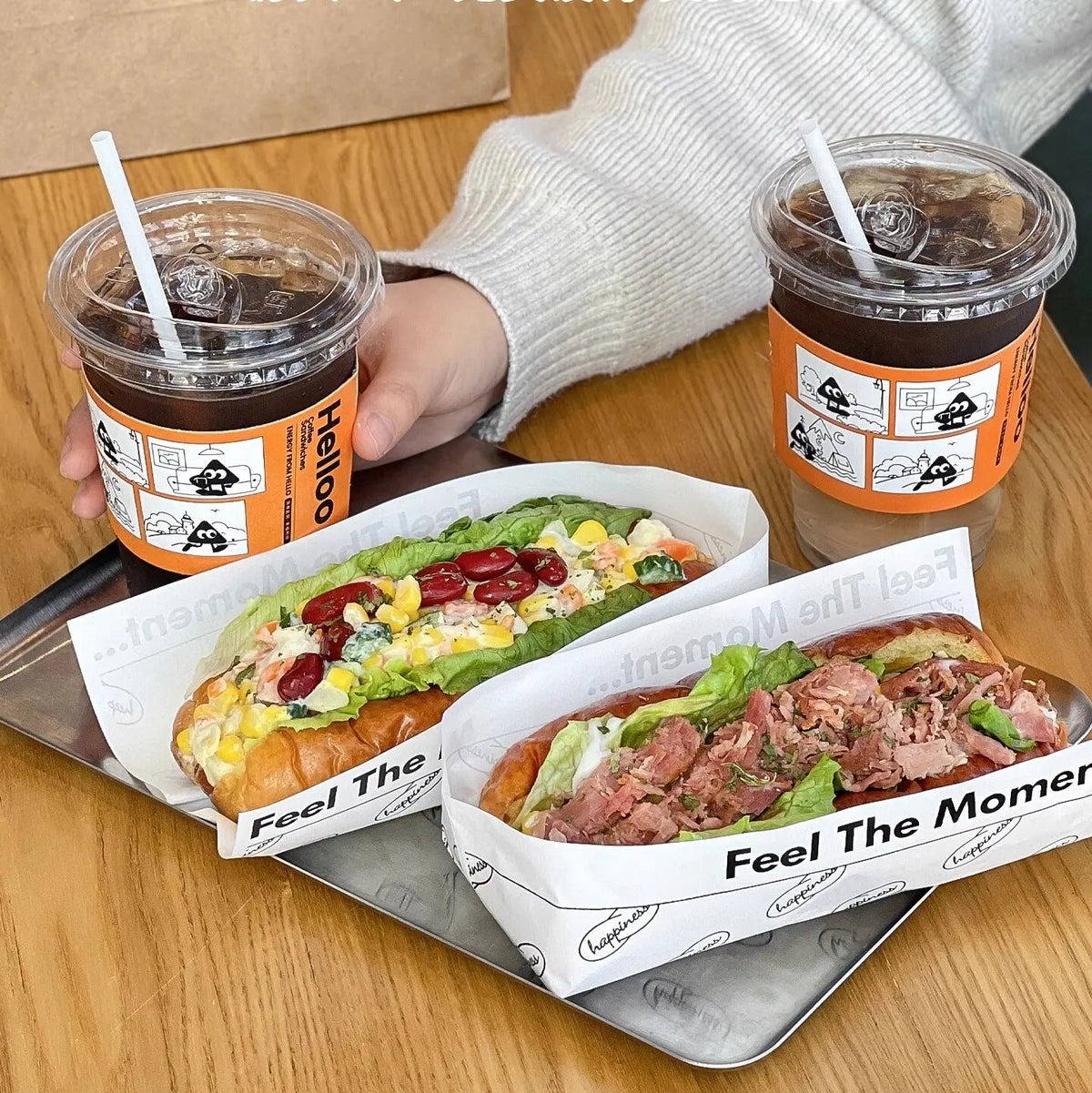 Customizable Disposable Takeaway Paper Bags for Hot Dogs Tacos & Sausages - Oil-Proof Sandwich Packaging Bags