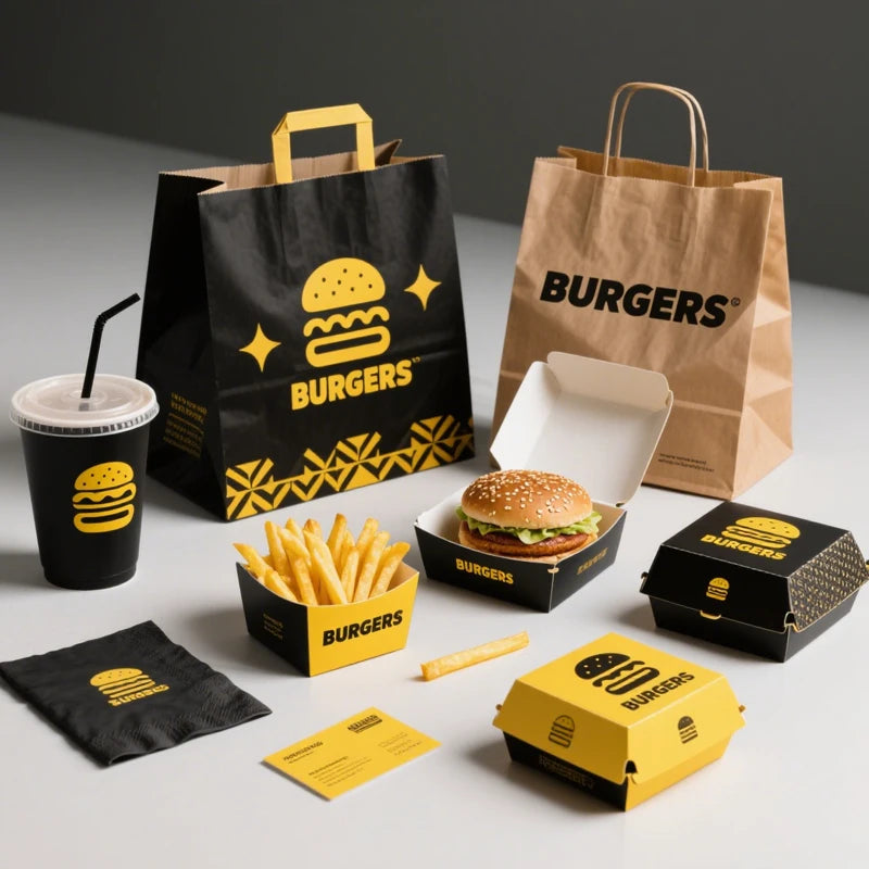 Custom Printed Logo Kraft Paper Box to go Takeaway french Fries Chicken Burger takeout Container Disposable Fast Food Packaging