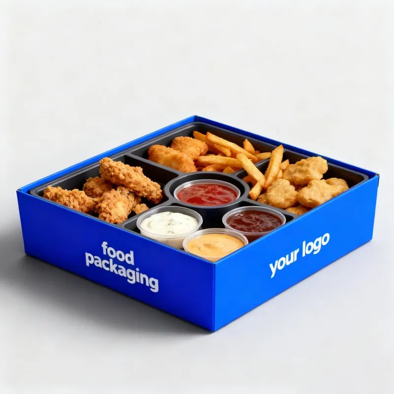 Custom Logo French Fries Disposable Box Take Away Food Paper Tray Kraft Paper Snack Fried Chicken Salad Tray