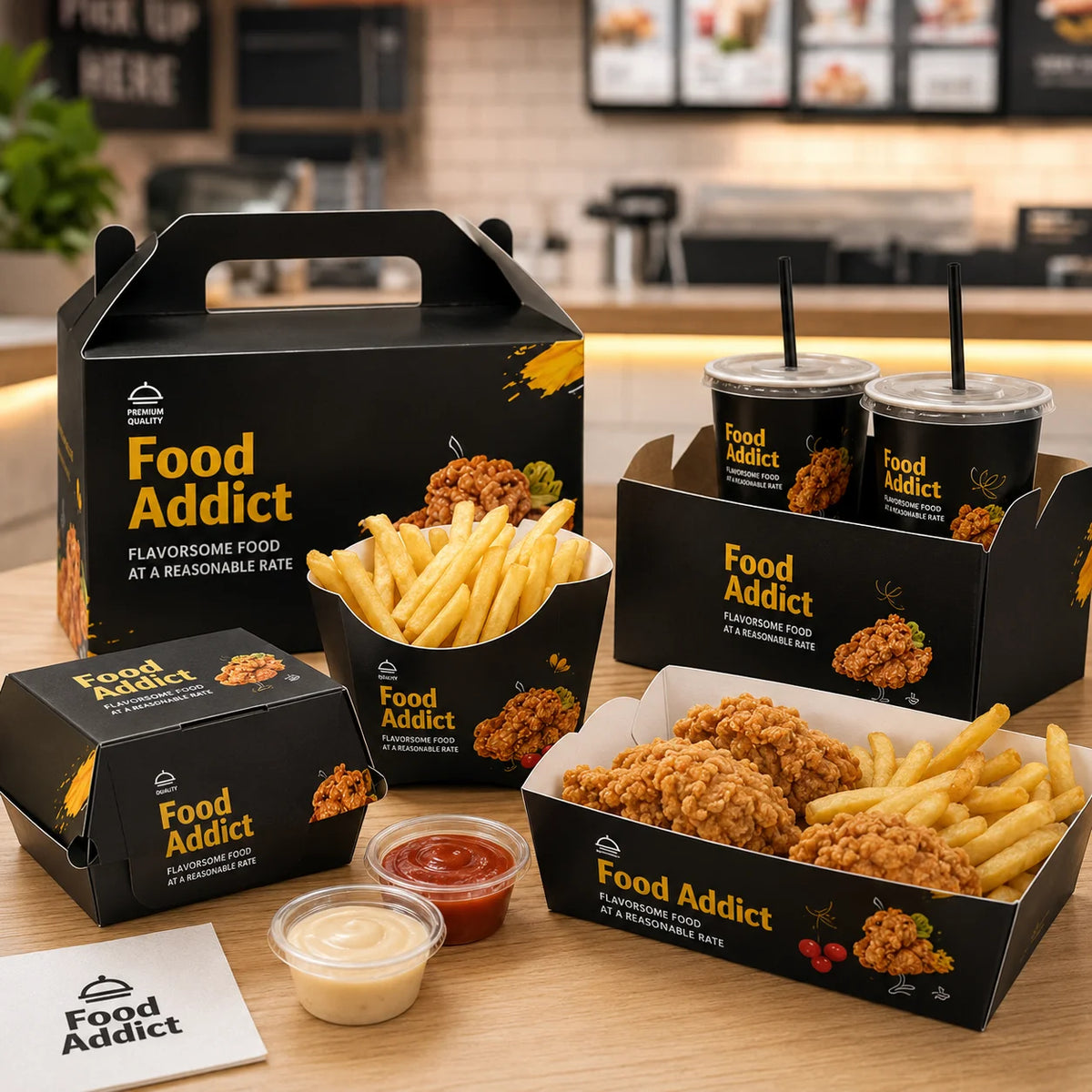 Custom Printed Logo Kraft Paper Box to go Takeaway french Fries Chicken Burger takeout Container Disposable Fast Food Packaging