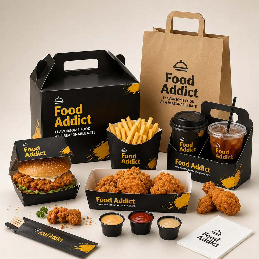Custom Printed Logo Kraft Paper Box to go Takeaway french Fries Chicken Burger takeout Container Disposable Fast Food Packaging
